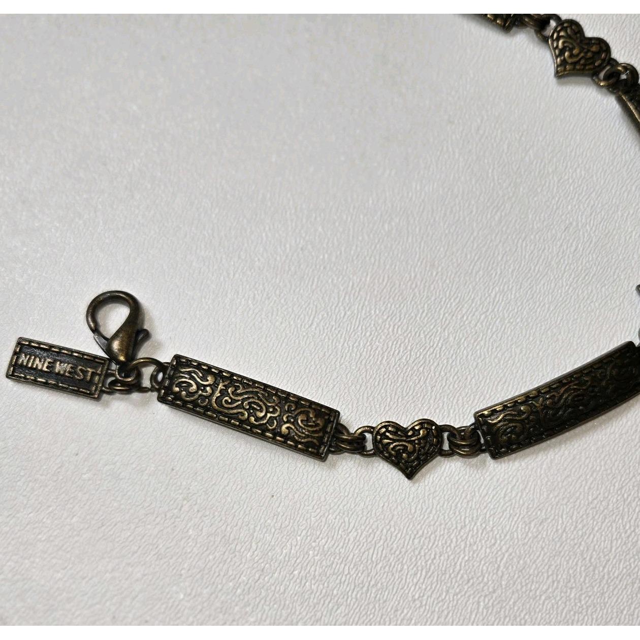Nine West Vintage Heart Charm Chain Belt, Brass Tone Y2K  display picture 1