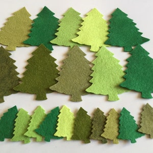 Wool Felt Christmas Trees 20 total - Various Shades of Green, winter trees - felt tree - holiday trees - wool felt tree