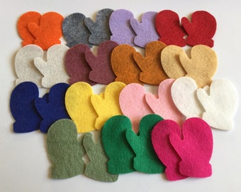 Wool Felt Winter Mitten Die Cut 30 total - Random Colored *stock image - Holiday Crafts - Kids Crafts - Christmas decor - Winter crafts