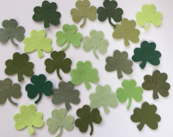 Wool Felt St. Patrick's day Shamrocks Die Cuts 24 - 1 1/4  inch Random Colored - shamrock - st patricks day - kids crafting - st pattys day