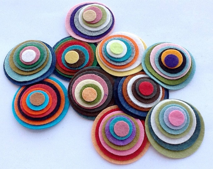 Wool Felt Circles 70 Total Sizes 2in 1/2in Random Colored. Etsy