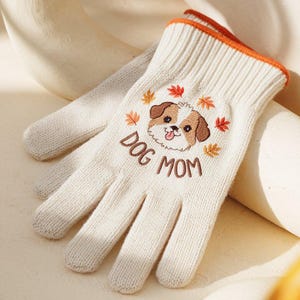 Embroidered Dog Mom Gloves, Dog Lover Custom Gardening Gloves, Personalized Gift, Garden Lover Gloves, Outdoor Working Gloves