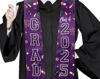 Benutzerdefinierte Abschluss-Stola mit Fotos, Ihre Schulfarben Personalisierte Stola, personalisierte Text-Grad-Stola-Schärpe, Geschenk für bestandenen Abschluss, Klasse von 2026
