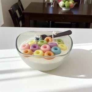 Soy Wax Dessert Candle | Strawberries and Cream | Cereal Bowl | Dessert Candle | Realistic Dessert Candle | Handmade Scented Candle