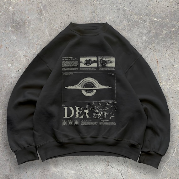 Vintage Black Hole Sweatshirt, Y2K Aesthetic Cosmic Crewneck, Unisex Space Fashion, Trendy Science Pullover, Astronomy Art, Dark Academia
