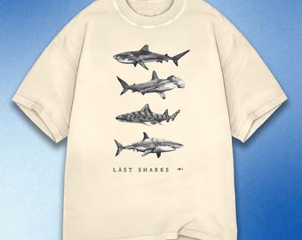 Last Sharks T-Shirt, Hammerhead Shark Shirt, Tiger Shark Tee, Ocean Lover Gift, Shark Species Apparel, Marine Biology Shirt, Comfort Colors