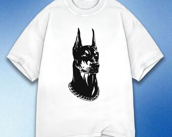 Doberman Dog Illustration Shirt, Unique Dog Lover Gift, Cool Animal Print Tee, Pet Art Apparel, Trendy Canine Design, Vintage Comfort Colors