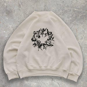 Trendy Unisex Graphic Sweatshirt, Artistic Animal Print Crewneck, Cozy Casual Pullover, Unique Design Sweater, Gift for Him or Her