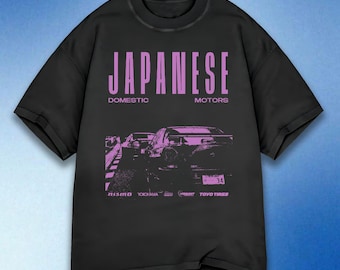 Motores domésticos japoneses, camiseta retro JDM, camiseta manga de coches de carreras vintage, regalo para entusiastas de los coches de anime, coches de drift japoneses JDM, colores cómodos.