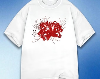 T-shirt Red Spider Lily, shirt Japanse bloemen, shirt Tokyo, shirt Ghoul Lilly Flower, fanshirt manga, anime-merchandise, comfortkleuren