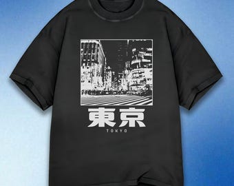 T-shirt Tokio, T-shirt Japan, Cityscape-shirt, Shirt Japanse tekst, Trendy T-shirt, T-shirt stedelijke stijl Streetwear Osaka, comfortabele kleuren