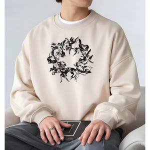 Unique Graphic Sweatshirt, Animal Art Sweatshirt, Cozy Pullover, Casual Streetwear, Unisex Fashion Top, Comfortable Chillwear