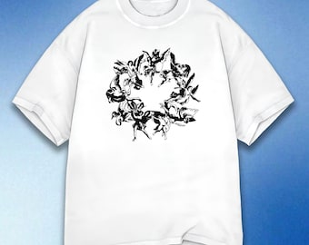 Angelic Design Shirt, Celestial Graphic Tee, Trendy Streetwear Y2K Clothing, Retro White Tee Unique Angel Art Shirt, Unisex Comfort Colors