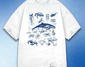Sea Creatures T-Shirt, Meerestiere T-Shirt, Leben im Ozean, Meerestiere Shirt, Wal Shirt, Delfin T-Shirt, Manatee Shirt, Haifisch T-Shirt, Comfort Farben