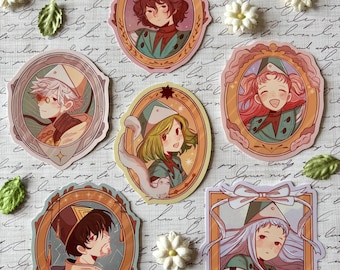 Witch Hat Atelier Stickers - Coco, Agott, Richeh, Tetia, Olruggio, and Qifery