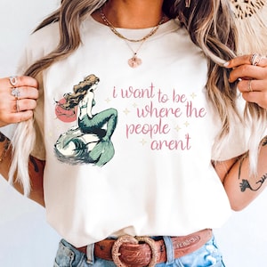 Vintage Mermaid T-shirt, Retro Funny Introvert Beach Tee, Comfort Colors,  I Want to be Where the People Aren&#39;t,  Cute Beach Tee, Vacation