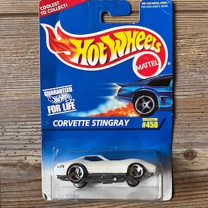 Vintage Hot Wheels, White Corvette Stingray, produced in 1995, Collector #450