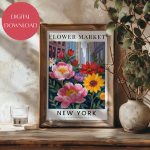 Flower Market New York Art Print | New York Wall Art | Printable Wall Decor | Floral New York Poster | Instant Download