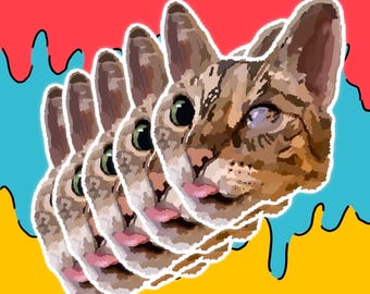 Hand Drawn House Cat Vinyl Stickers | Waterproof, Handmade (15pc)