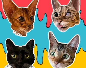 MOTHERS DAY Handmade Custom Cat STICKERS | Hand drawn and printed