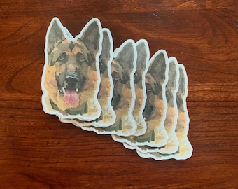Hand Drawn German Shepard Vinyl Stickers | Waterproof Dog Decals