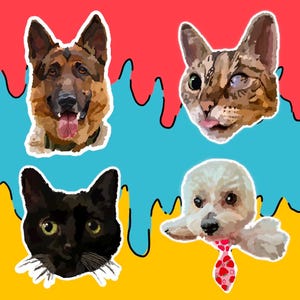 ¡Pegatinas personalizadas para mascotas dibujadas a mano / pegatinas para gatos / pegatinas para perros / hechas a mano / pegatinas de vinilo a prueba de agua!