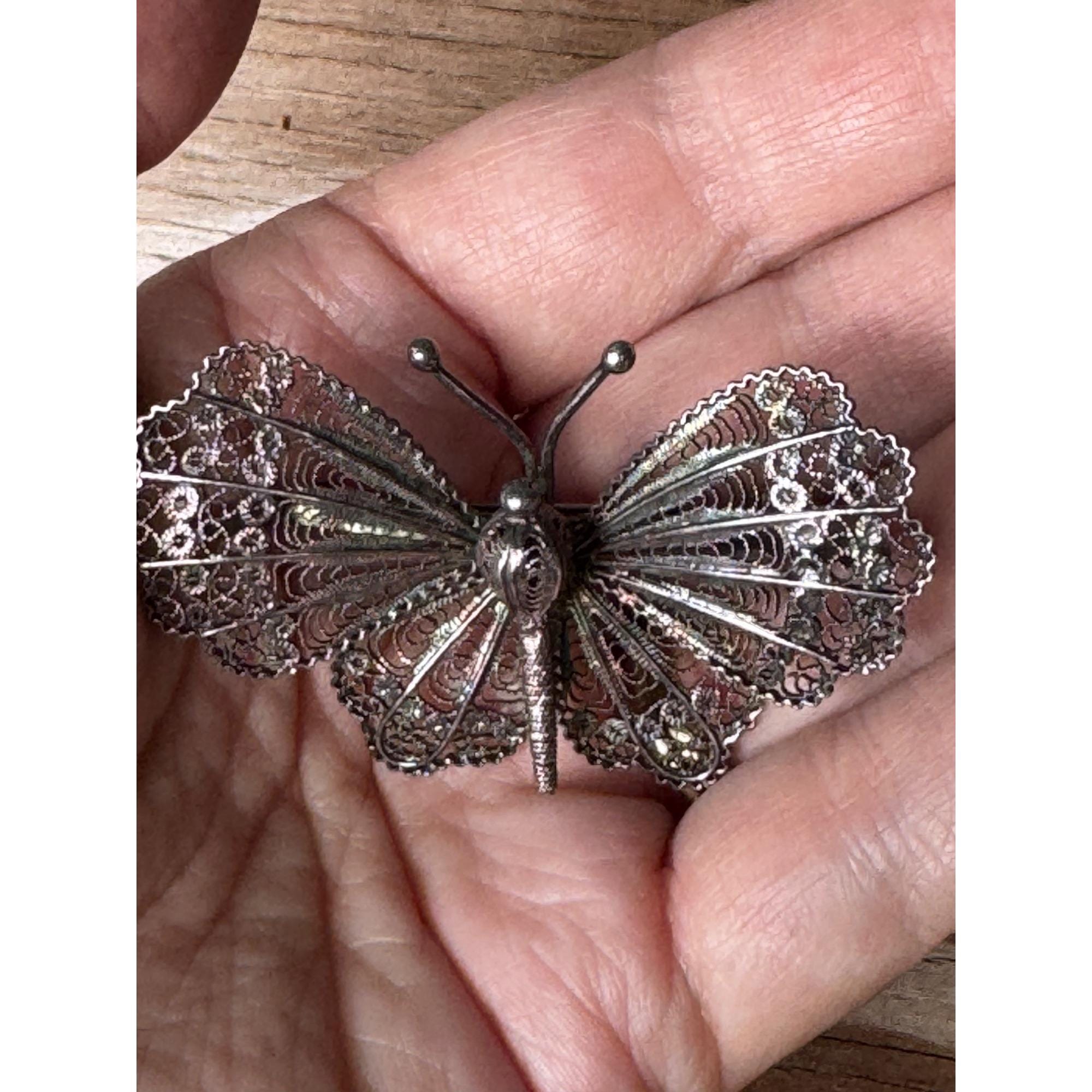 Antique Sterling Silver Filigree Butterfly Brooch 9.87g - Etsy Antique Sterling Silver Filigree Butterfly Brooch 9.87g main image 0