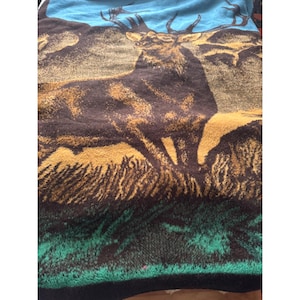 Deer Wildlife Throw Blanket Hi Pile San Marcos 60&quot; X 80&quot; Acrylic Polyester Nylon Brown Green