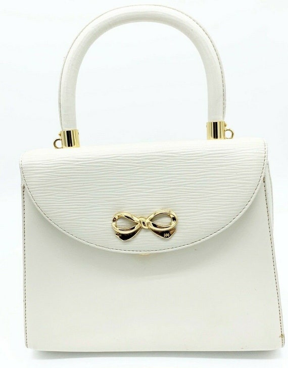 Designer hanae mori creamed color bag purse - image 1