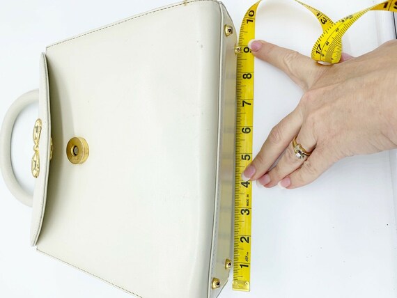 Designer hanae mori creamed color bag purse - image 5