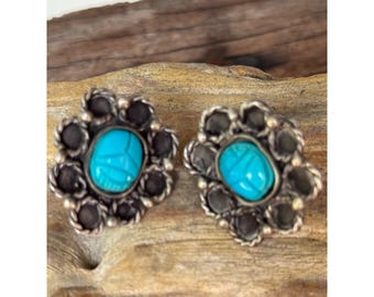 Unbranded Earrings Women Sterling Silver Turquoise Stud Southwestern 1” 4.7g