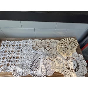 Vintage Handmade Crochet Doilies Assorted Lace Patterns Beige And White