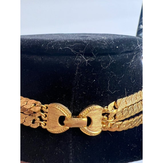 Vintage Goldette choker necklace 3 strand gold - image 3