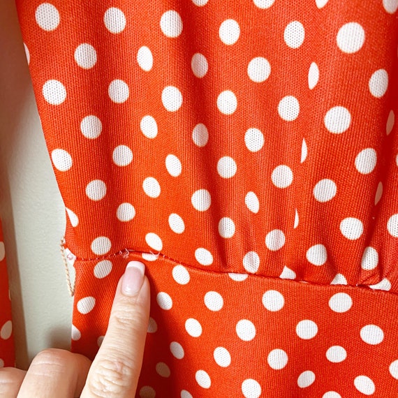 red and white polka dot dress 1970s Handmade. - image 3