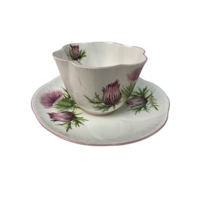 Shelley Dainty Purple Thistle Tea Cup and Saucer