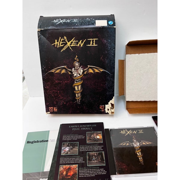 Hexen II Hexen 2 Big Box PC Game 1997 WIndows 95 NT4 CD Rom Reg. Card