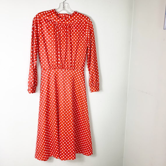 red and white polka dot dress 1970s Handmade. - image 1