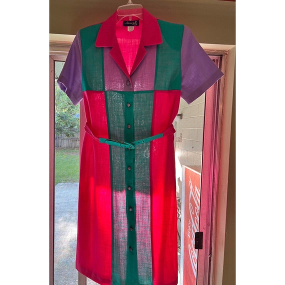 Vintage 1980's colorblock dress lightweight - image 2