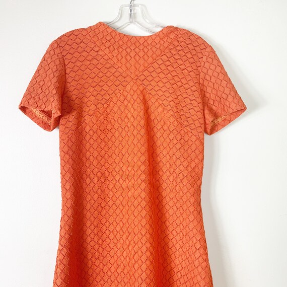 Vintage 60s Orange Shilt Style dress Mod Short Sl… - image 6