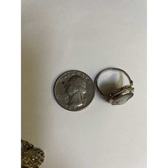 Antique Victorian 800 Silver Filigree Shell Cameo… - image 9