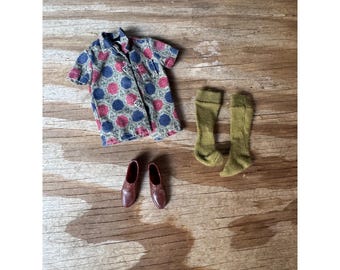 Vintage Ken Doll Shirt Socks & Brown Shoes By Mattel #783