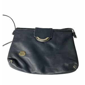 Vintage Etienne Aigner Navy Blue Genuine Leather Purse Handbag Tote