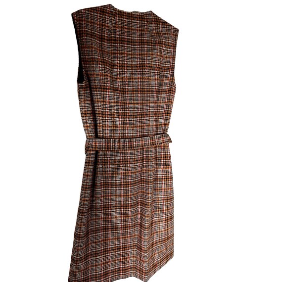 Vintage A-line 60's 70’s Brown plaid lined Dress … - image 6