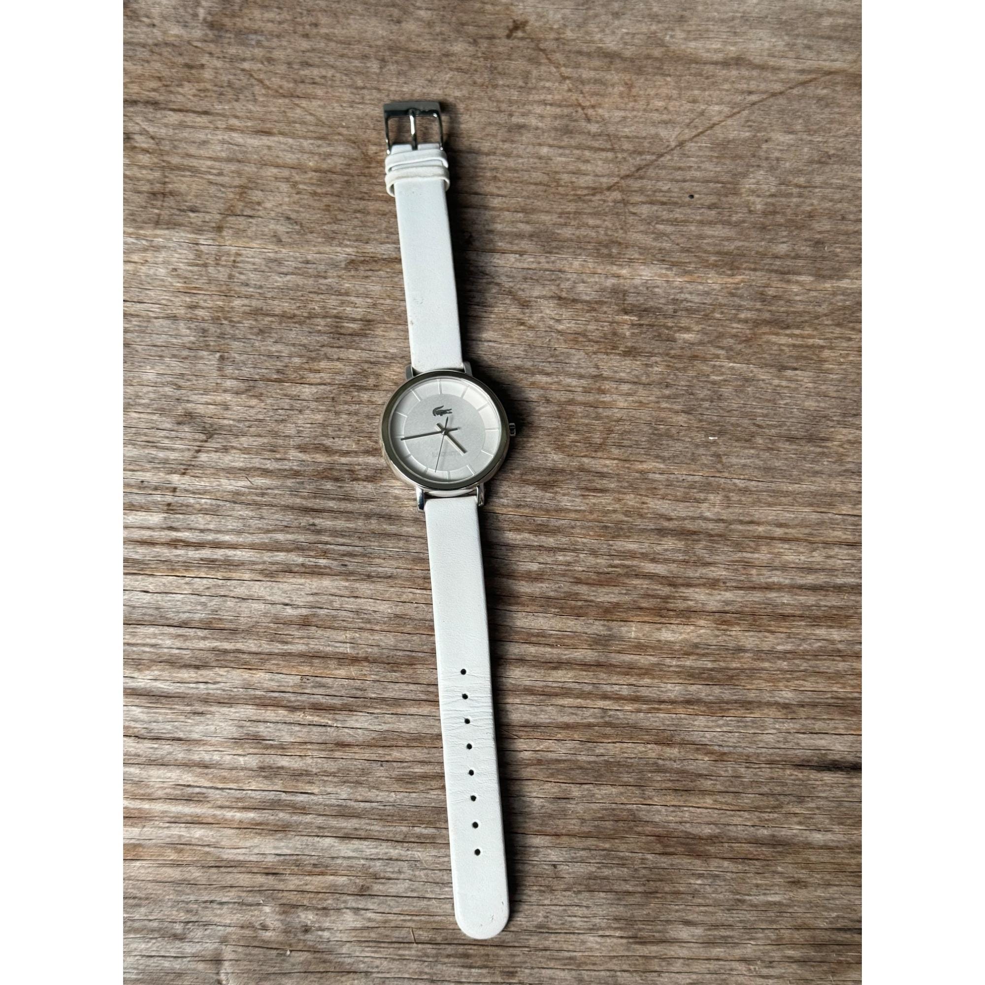 Lacoste Silver Tank Stylr and White Leather Band Watch Lacoste.12.12 Studio 3 Hands Watch White Silicone Strap  main image 3