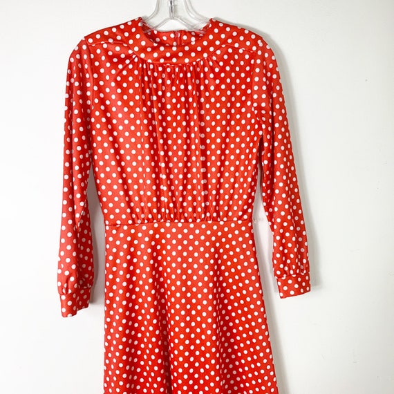 red and white polka dot dress 1970s Handmade. - image 7