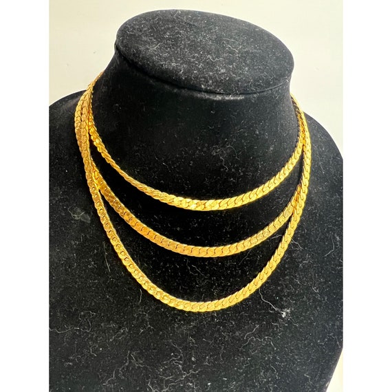 Vintage Goldette choker necklace 3 strand gold - image 1