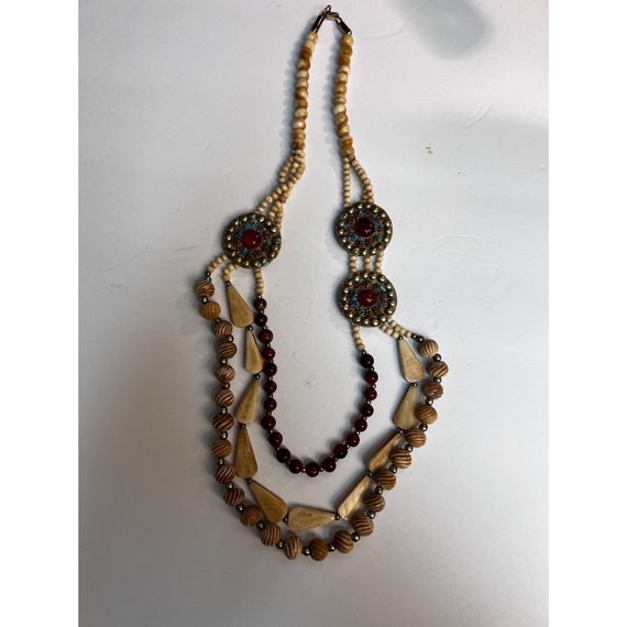 Rare Boho Statement Piece Necklace Bone Carnelian - image 7