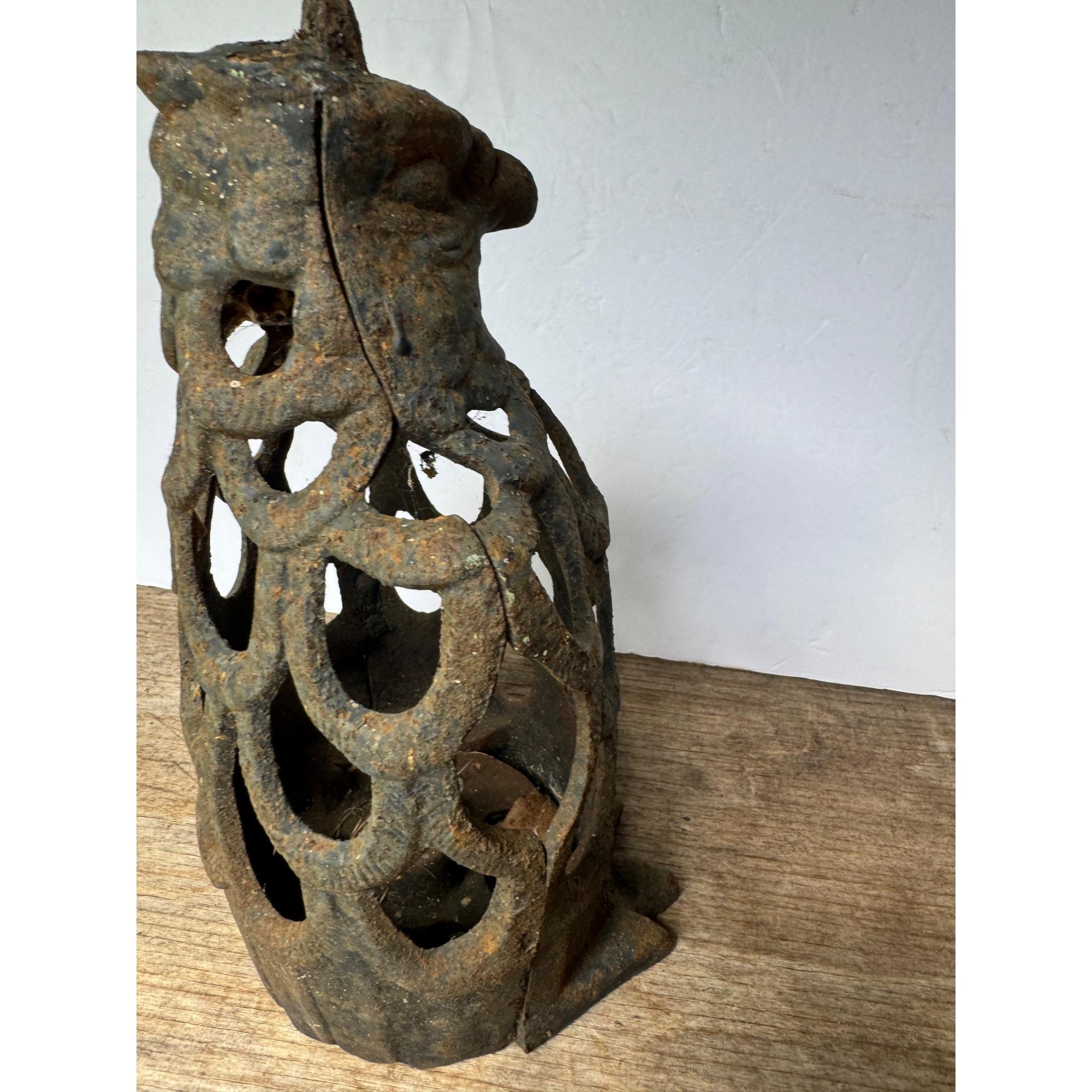 Japanese Cast Iron Eagle Lantern Hanging Tea Light Brutalist Japanese Cast Iron Eagle Lantern Hanging Tea Light Brutalist