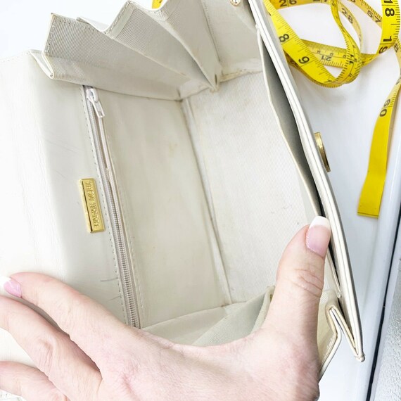 Designer hanae mori creamed color bag purse - image 9