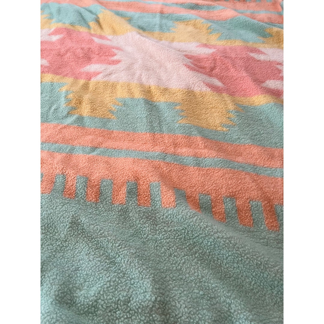 Vintage Biederlack Blanket Reversible Pastel Aztec Southwest Etsy